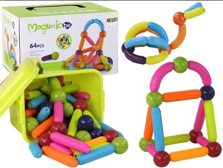 Klocki Leantoys 1751 Klocki magnetyczne w kuferku 64el