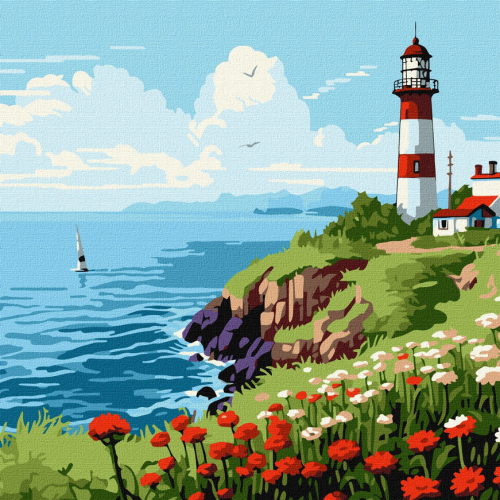 IDEYKA 7124 Malowanie po numerach - Latarnia morska