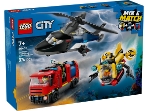 KLOCKI LEGO 60462  Zestaw  z helikopterem, wozem strażackim i łodzią podwodną Z SERII LEGO City