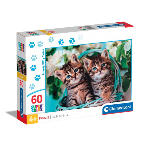Clementoni 5992 Puzzle 60 Super Kolor Lovely Kitty Twins