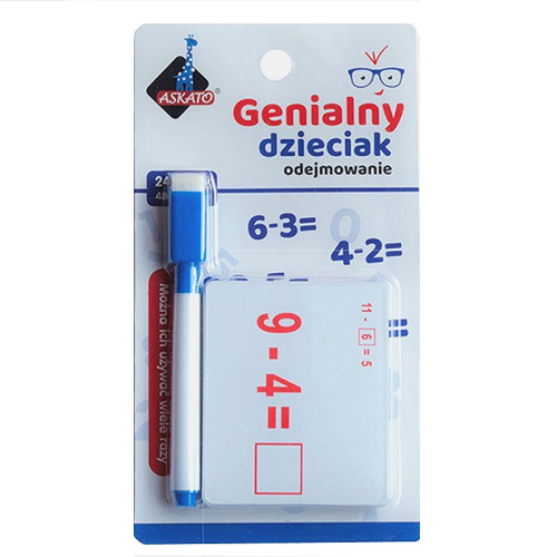 ASKATO 0196 Genialny dzieciak - fiszki matematyczne odejmowanie